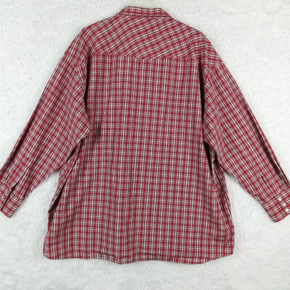 Fox Fire Mens Shirt Western Button Down Long Sleeve Red Plaid Pearl Snaps Big 3X - Picture 2 of 11